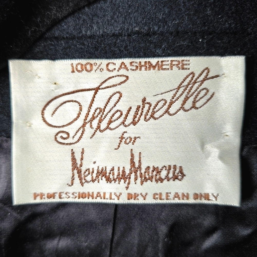 Vintage Neiman Marcus Black 100% Cashmere Long Coat size Medium Large - Picture 3 of 16